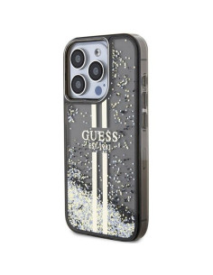 Véritable GUESS Case GUHCP15XLFCSEGK pour iPhone 15 Pro Max (Liquid Glitter Gold Stripes / Black) 2