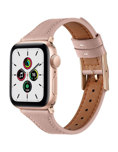 DUX DUCIS YA - Bracelet en cuir véritable pour Apple Watch 42/44/45/49mm rose