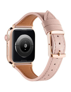 DUX DUCIS YA - Bracelet en cuir véritable pour Apple Watch 42/44/45/49mm rose 2