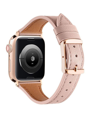 DUX DUCIS YA - Bracelet en cuir véritable pour Apple Watch 42/44/45/49mm rose