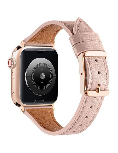 DUX DUCIS YA - Bracelet en cuir véritable pour Apple Watch 42/44/45/49mm rose