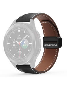 DUX DUCIS YA - Bracelet en cuir véritable pour Samsung Galaxy Watch / Huawei Watch / Honor Watch (20mm band) noir 2