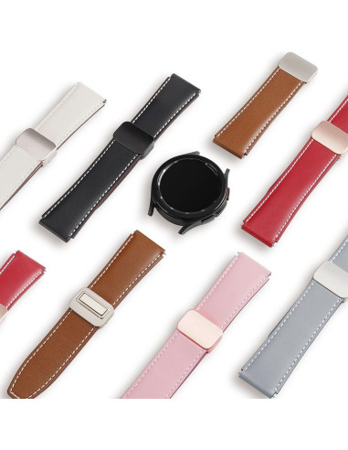 DUX DUCIS YA - Bracelet en cuir naturel pour Samsung Galaxy Watch / Huawei Watch / Honor Watch (bracelet 20mm) rose