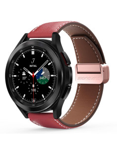 DUX DUCIS YA - Bracelet en cuir véritable pour Samsung Galaxy Watch / Huawei Watch / Honor Watch (20mm band) rouge