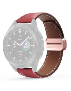 DUX DUCIS YA - Bracelet en cuir véritable pour Samsung Galaxy Watch / Huawei Watch / Honor Watch (20mm band) rouge 2