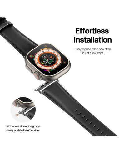 DUX DUCIS YS - Bracelet en cuir pour Apple Watch 38/40/41mm noir