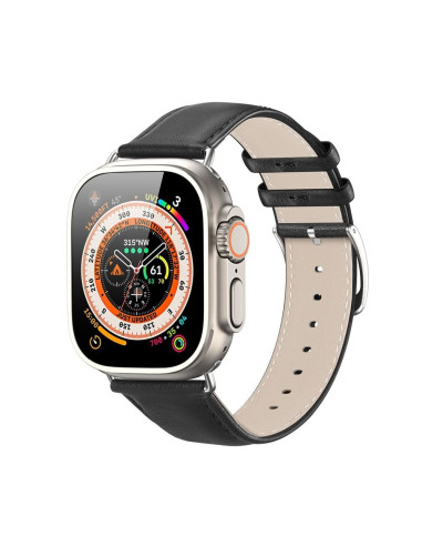 DUX DUCIS YS - Bracelet en cuir pour Apple Watch 42/44/45/49mm noir