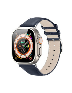 DUX DUCIS YS - Bracelet en cuir pour Apple Watch 42/44/45/49mm bleu