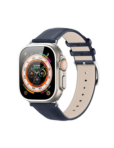 DUX DUCIS YS - Bracelet en cuir pour Apple Watch 42/44/45/49mm bleu