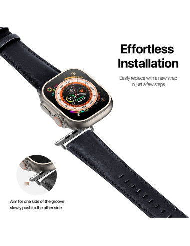 DUX DUCIS YS - Bracelet en cuir pour Apple Watch 42/44/45/49mm bleu