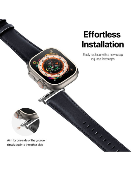 DUX DUCIS YS - Bracelet en cuir pour Apple Watch 42/44/45/49mm bleu