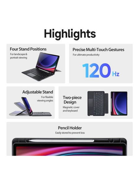 DUX DUCIS DK Case pliante avec clavier sans fil pour SAMSUNG Tab S9 noir