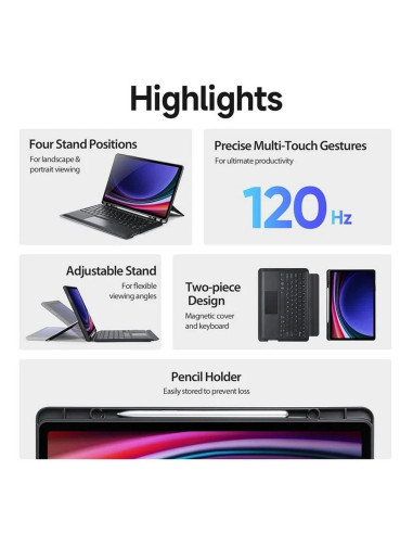 DUX DUCIS DK - Case pliante avec clavier sans fil pour Samsung Tab S9 Plus noir