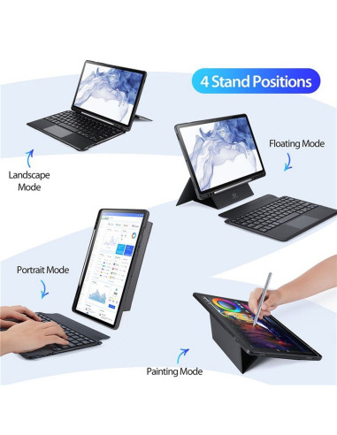 DUX DUCIS DK - Case pliante avec clavier sans fil pour Samsung Tab S8 (X700/X706)/S7 (T870/T875/T876B) noir