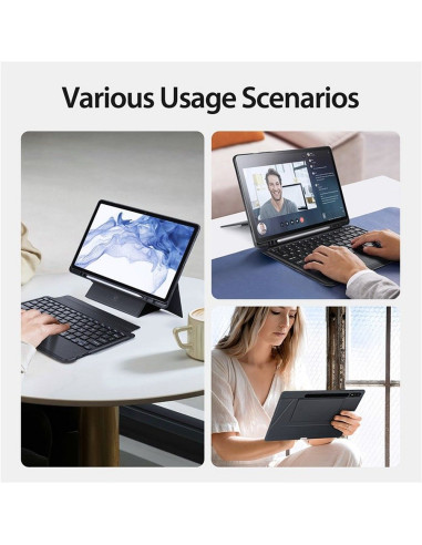 DUX DUCIS DK - Case pliante avec clavier sans fil pour Samsung Tab S8 (X700/X706)/S7 (T870/T875/T876B) noir