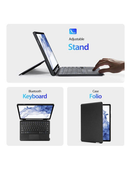 DUX DUCIS DK - Case pliante avec clavier sans fil pour Samsung Tab S8 (X700/X706)/S7 (T870/T875/T876B) noir
