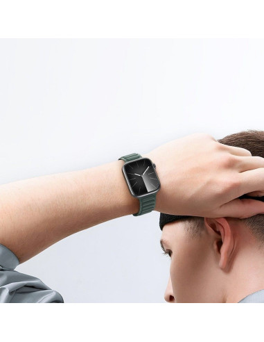 DUX DUCIS BL - Bracelet magnétique cranté pour Apple Watch 42/44/45mm vert
