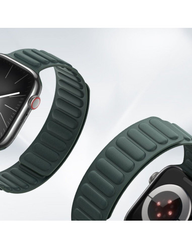 DUX DUCIS BL - Bracelet magnétique cranté pour Apple Watch 42/44/45mm vert