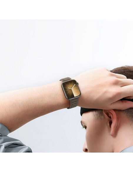DUX DUCIS BL - Bracelet magnétique cranté pour Apple Watch 42/44/45mm gris foncé