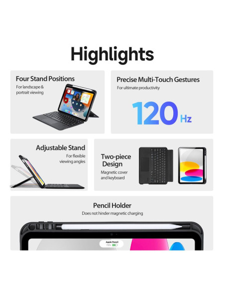 DUX DUCIS DK Case pliante avec clavier sans fil pour iPad Pro 10 (2022) noir