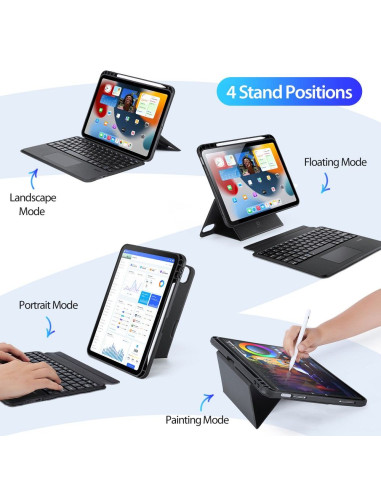 DUX DUCIS DK Case pliante avec clavier sans fil pour iPad Pro 10 (2022) noir