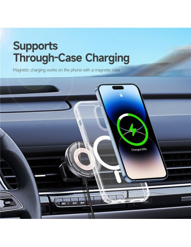 DUZZONA V2 - Support voiture à induction pour grille compatible avec MagSafe 15W noir