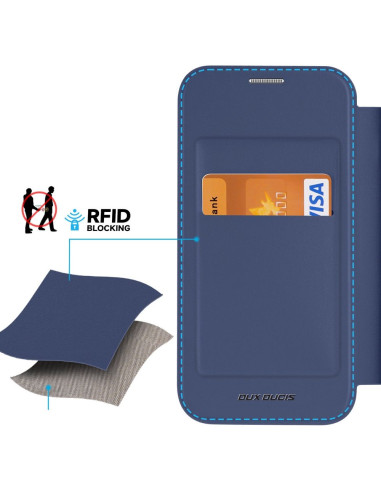 DUX DUCIS Skin X Pro - Coque à rabat compatible MagSafe pour Apple iPhone 15 bleu