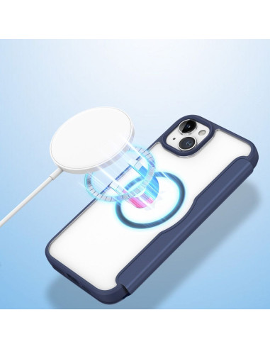 DUX DUCIS Skin X Pro - Coque à rabat compatible MagSafe pour Apple iPhone 15 bleu