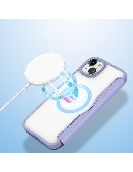 DUX DUCIS Skin X Pro - Coque à rabat compatible MagSafe pour Apple iPhone 15 violet