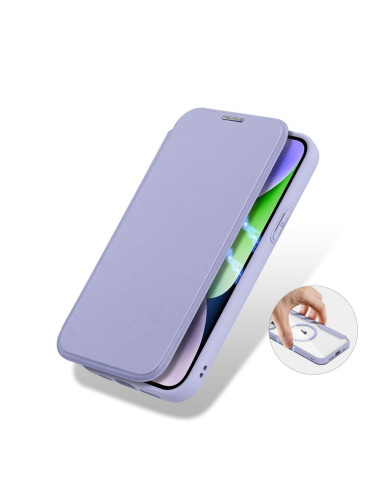 DUX DUCIS Skin X Pro - Coque à rabat compatible MagSafe pour Apple iPhone 15 violet