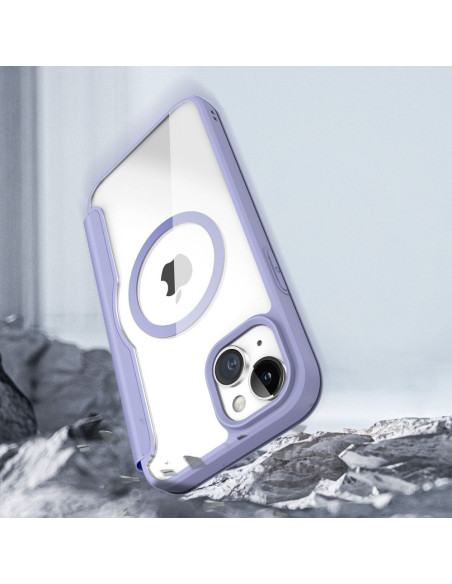 DUX DUCIS Skin X Pro - Coque à rabat compatible MagSafe pour Apple iPhone 15 violet
