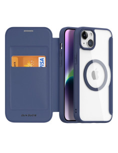 DUX DUCIS Skin X Pro - Coque à rabat compatible MagSafe pour Apple iPhone 15 Plus bleu