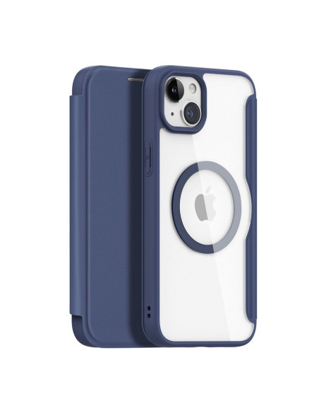 DUX DUCIS Skin X Pro - Coque à rabat compatible MagSafe pour Apple iPhone 15 Plus bleu
