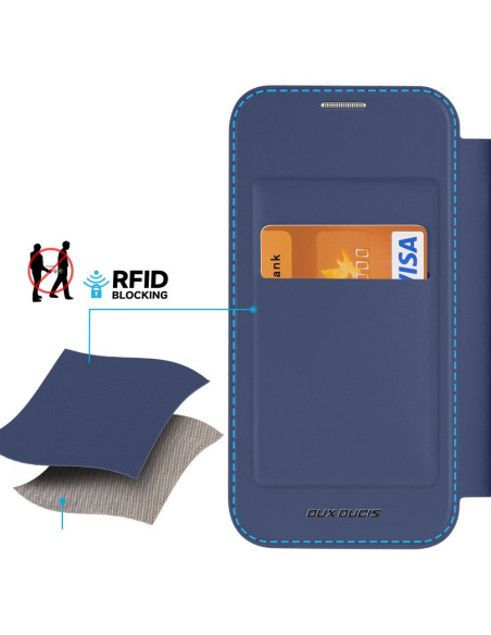DUX DUCIS Skin X Pro - Coque à rabat compatible MagSafe pour Apple iPhone 15 Plus bleu