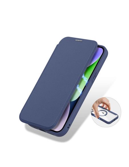 DUX DUCIS Skin X Pro - Coque à rabat compatible MagSafe pour Apple iPhone 15 Plus bleu