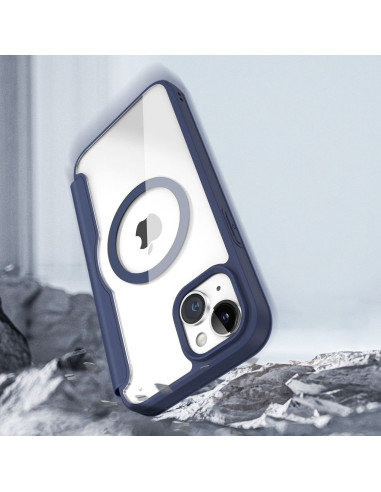 DUX DUCIS Skin X Pro - Coque à rabat compatible MagSafe pour Apple iPhone 15 Plus bleu