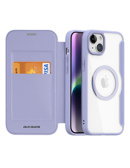 DUX DUCIS Skin X Pro - Coque à rabat compatible MagSafe pour Apple iPhone 15 Plus violet