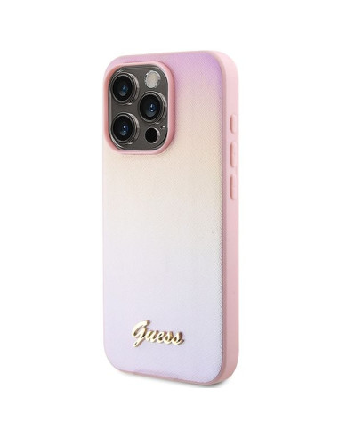 Coque GUESS pour IPHONE 14 Pro GUHCP14LPSAIRSP (Saffiano Iridescent Script) rose