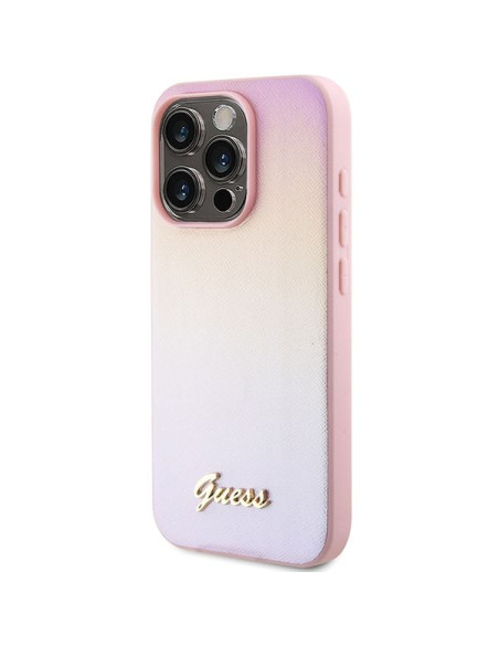 Coque GUESS pour IPHONE 14 Pro GUHCP14LPSAIRSP (Saffiano Iridescent Script) rose