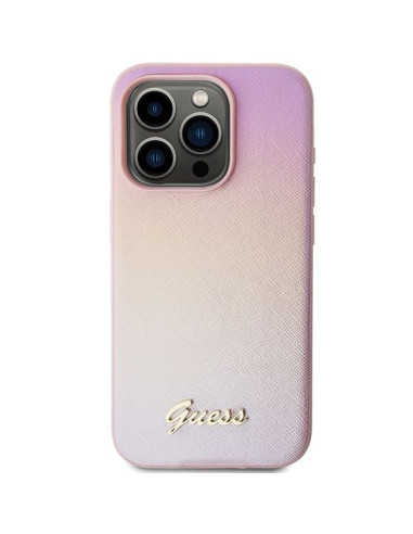 Coque GUESS pour IPHONE 14 Pro GUHCP14LPSAIRSP (Saffiano Iridescent Script) rose