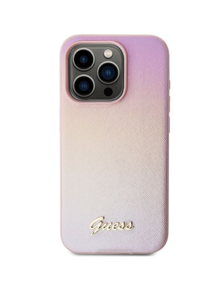 Coque GUESS pour IPHONE 14 Pro GUHCP14LPSAIRSP (Saffiano Iridescent Script) rose