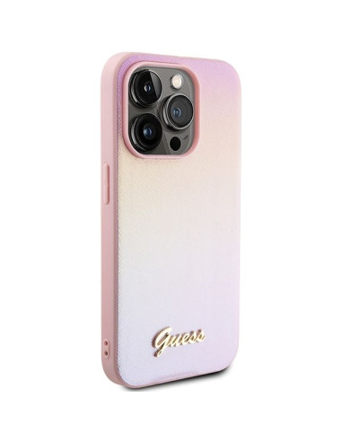 Coque GUESS pour IPHONE 14 Pro GUHCP14LPSAIRSP (Saffiano Iridescent Script) rose