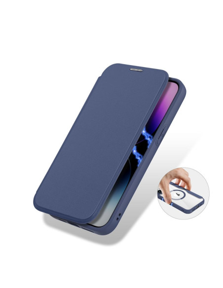 DUX DUCIS Skin X Pro - Coque à rabat compatible MagSafe pour Apple iPhone 15 Pro bleu