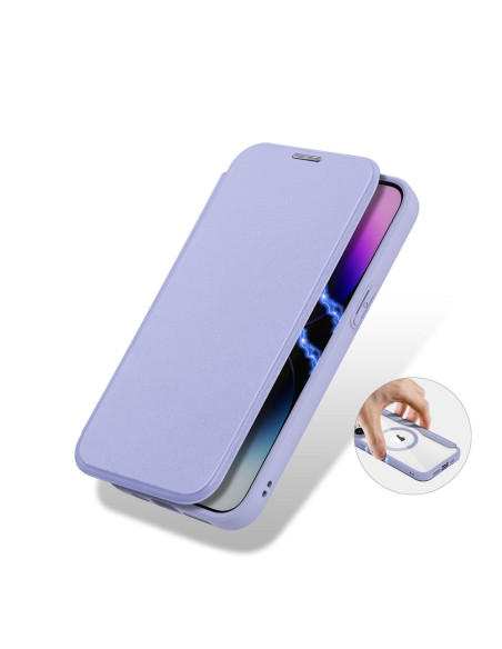 DUX DUCIS Skin X Pro - Coque à rabat compatible MagSafe pour Apple iPhone 15 Pro violet