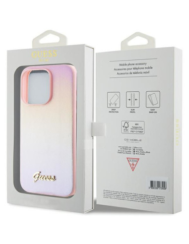 Coque GUESS pour IPHONE 14 Pro GUHCP14LPSAIRSP (Saffiano Iridescent Script) rose