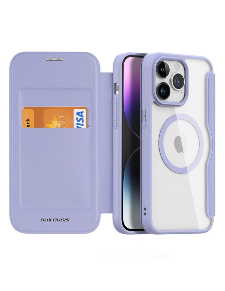 DUX DUCIS Skin X Pro - Coque à rabat compatible MagSafe pour Apple iPhone 15 Pro Max violet