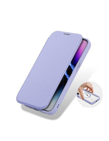 DUX DUCIS Skin X Pro - Coque à rabat compatible MagSafe pour Apple iPhone 15 Pro Max violet