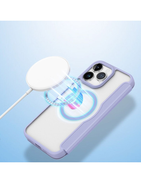 DUX DUCIS Skin X Pro - Coque à rabat compatible MagSafe pour Apple iPhone 15 Pro Max violet