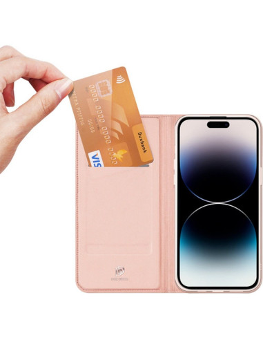 DUX DUCIS wallet case SKIN PRO for IPHONE 15 rose