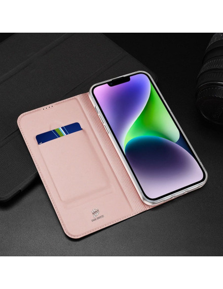 DUX DUCIS Skin Pro - Coque à rabat pour Apple iPhone 15 Plus rose